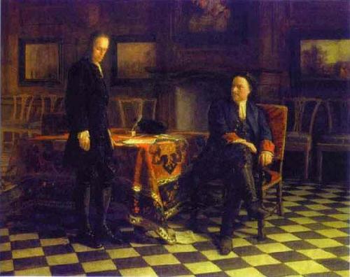 Nikolai Ge Peter the Great Interrogating the Tsarevich Alexei Petrovich at Peterhof, Norge oil painting art